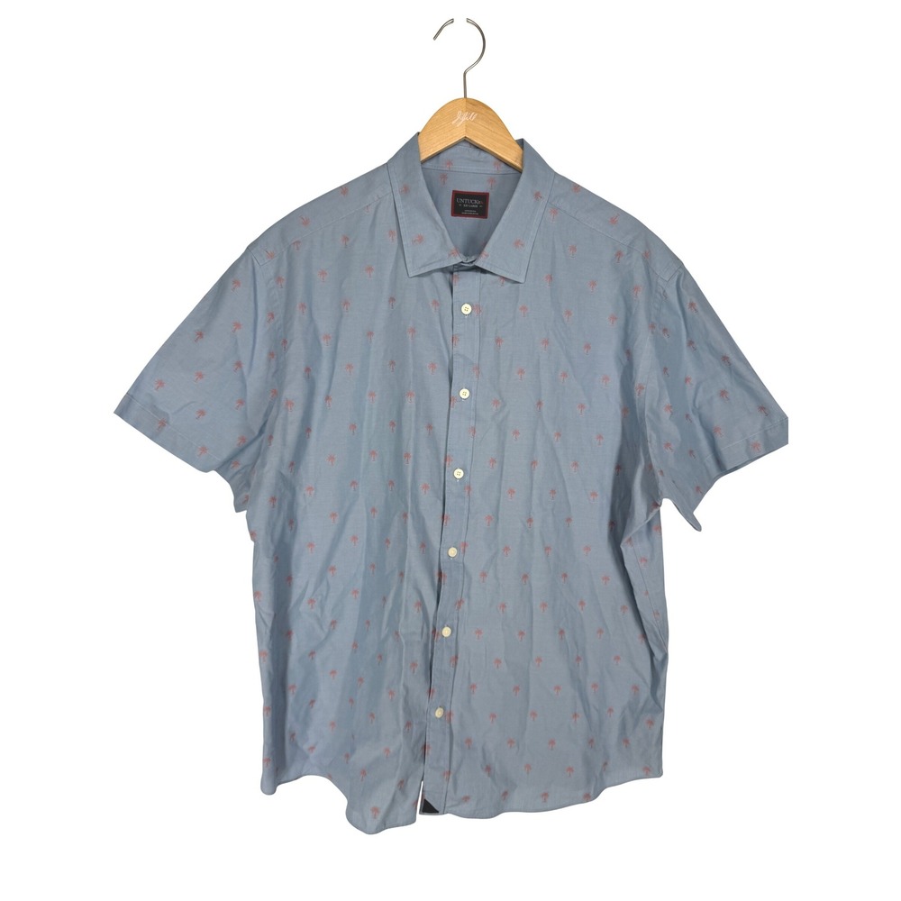 UNTUCKit Camp Button Shirt Mens XXL Cotton Short Sleeve Cabana Palm Tree Preppy